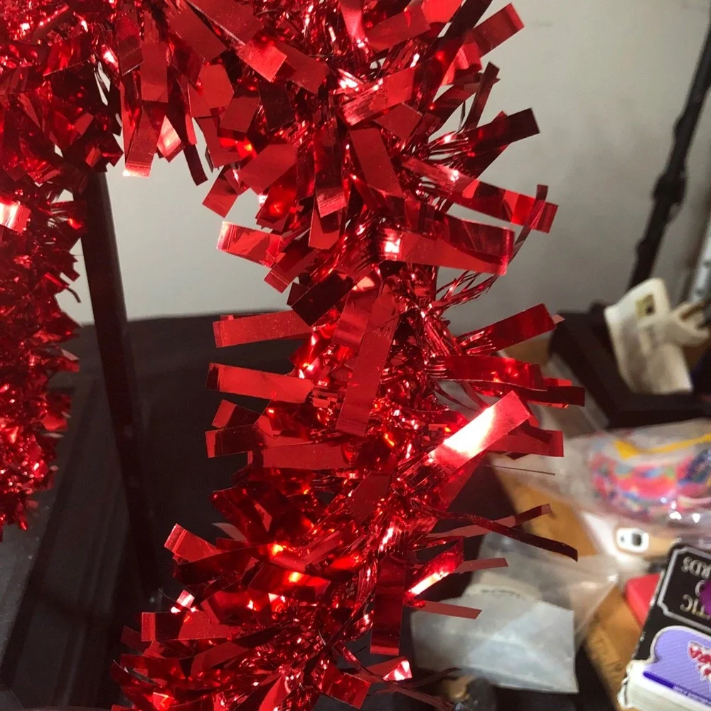 Double Red Heart Tinsel Wreath